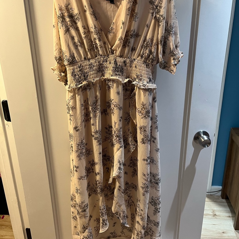 Floral Print Cream Dress